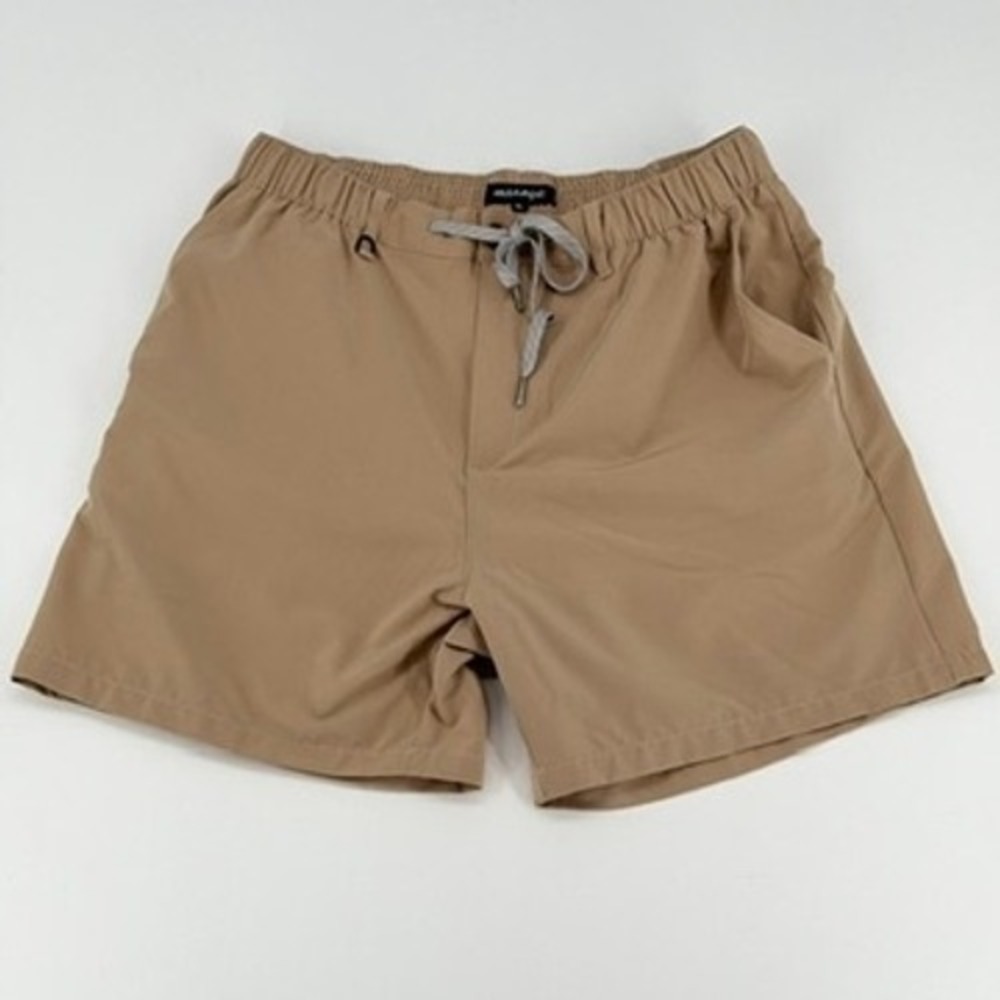Maamgic Men's Casual Drawstring Shorts Khaki Elastic Waist XL NWOT